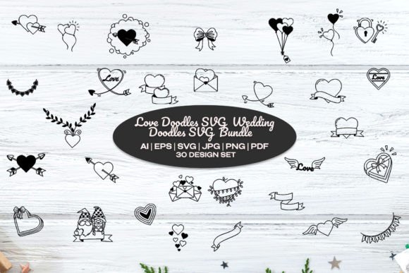 Download 30 Love Doodles SVG | Wedding SVG Bundle - Love doodles Collection