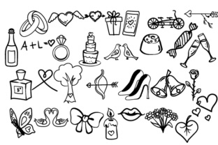 Download Set with Handdrawn Love Doodles - Premium Resources